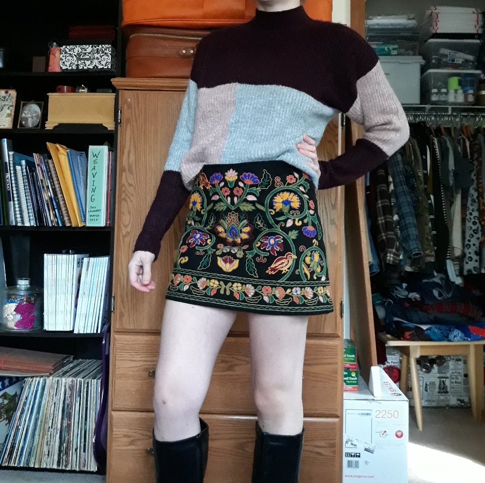 Zara Embroidered Mini Skirt Size S Boho World Traveler Summer - Picture 6 of 8